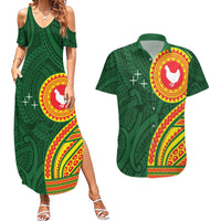 Manu'a Cession Day Couples Matching Summer Maxi Dress and Hawaiian Shirt Polynesian Pattern