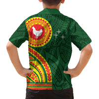 Manu'a Cession Day Family Matching Off The Shoulder Long Sleeve Dress and Hawaiian Shirt Polynesian Pattern LT03 - Polynesian Pride