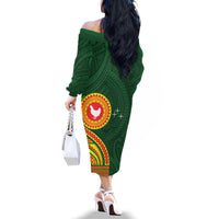 Manu'a Cession Day Family Matching Off The Shoulder Long Sleeve Dress and Hawaiian Shirt Polynesian Pattern LT03 - Polynesian Pride