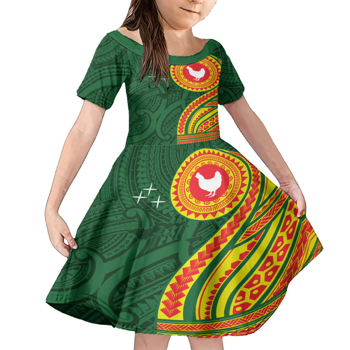 Manu'a Cession Day Family Matching Off Shoulder Short Dress and Hawaiian Shirt Polynesian Pattern