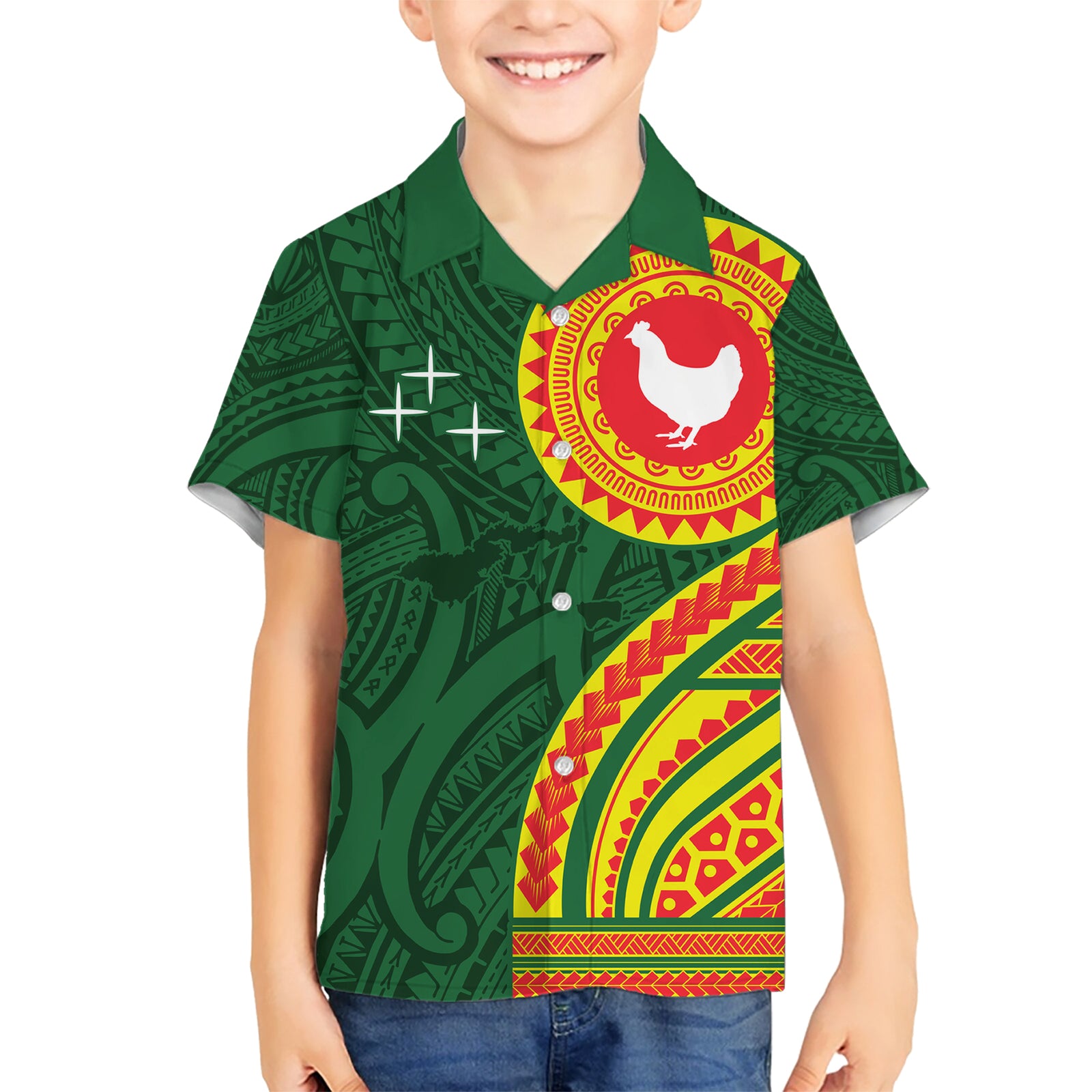 Manu'a Cession Day Kid Hawaiian Shirt Polynesian Pattern