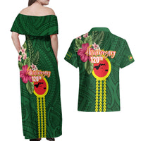 Manu'a Cession Day 120th Anniversary Couples Matching Off Shoulder Maxi Dress and Hawaiian Shirt Polynesian Pattern and Hibiscus Flower LT03 - Polynesian Pride