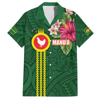 Manu'a Cession Day 120th Anniversary Family Matching Long Sleeve Bodycon Dress and Hawaiian Shirt Polynesian Pattern and Hibiscus Flower LT03 Dad's Shirt - Short Sleeve Green - Polynesian Pride