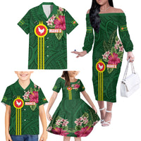 Manu'a Cession Day 120th Anniversary Family Matching Off The Shoulder Long Sleeve Dress and Hawaiian Shirt Polynesian Pattern and Hibiscus Flower LT03 - Polynesian Pride