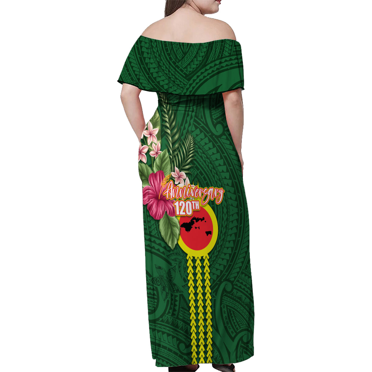 Manu'a Cession Day 120th Anniversary Family Matching Off Shoulder Maxi Dress and Hawaiian Shirt Polynesian Pattern and Hibiscus Flower LT03 - Polynesian Pride