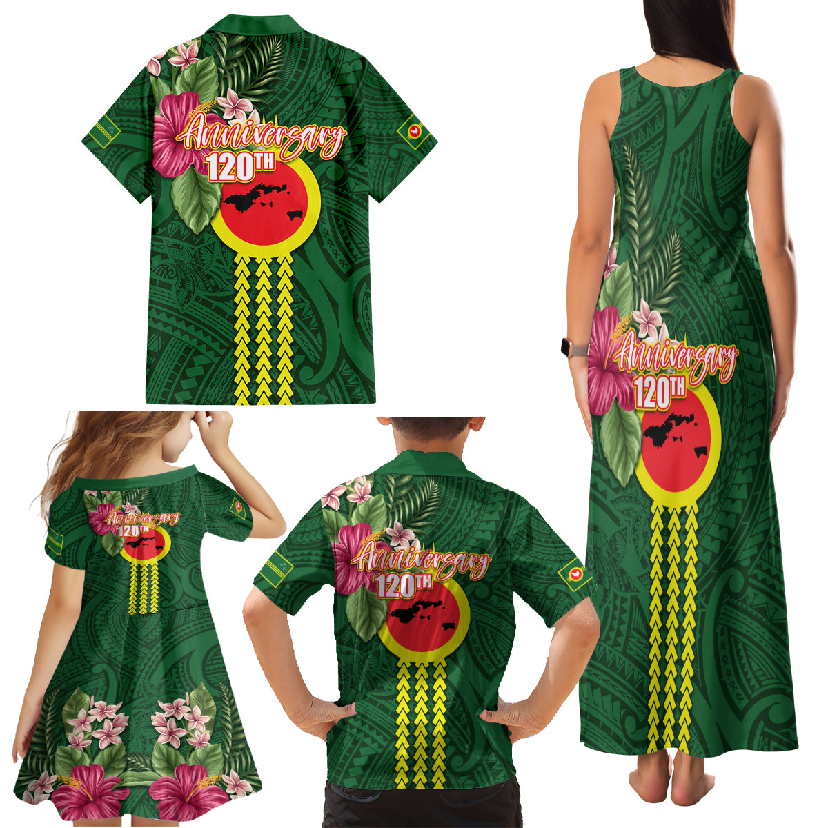 Manu'a Cession Day 120th Anniversary Family Matching Tank Maxi Dress and Hawaiian Shirt Polynesian Pattern and Hibiscus Flower LT03 - Polynesian Pride