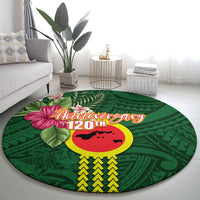 Manu'a Cession Day 120th Anniversary Round Carpet Polynesian Pattern and Hibiscus Flower LT03 - Polynesian Pride