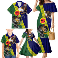 Manu'a Island and American Samoa Family Matching Mermaid Dress and Hawaiian Shirt Rooster and Eagle Mascot LT03 - Polynesian Pride
