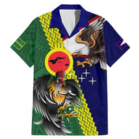 Manu'a Island and American Samoa Family Matching Mermaid Dress and Hawaiian Shirt Rooster and Eagle Mascot LT03 Dad's Shirt - Short Sleeve Green - Polynesian Pride
