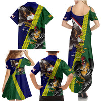 Manu'a Island and American Samoa Family Matching Summer Maxi Dress and Hawaiian Shirt Rooster and Eagle Mascot LT03 - Polynesian Pride