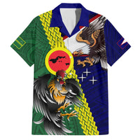 Manu'a Island and American Samoa Family Matching Summer Maxi Dress and Hawaiian Shirt Rooster and Eagle Mascot LT03 Dad's Shirt - Short Sleeve Green - Polynesian Pride