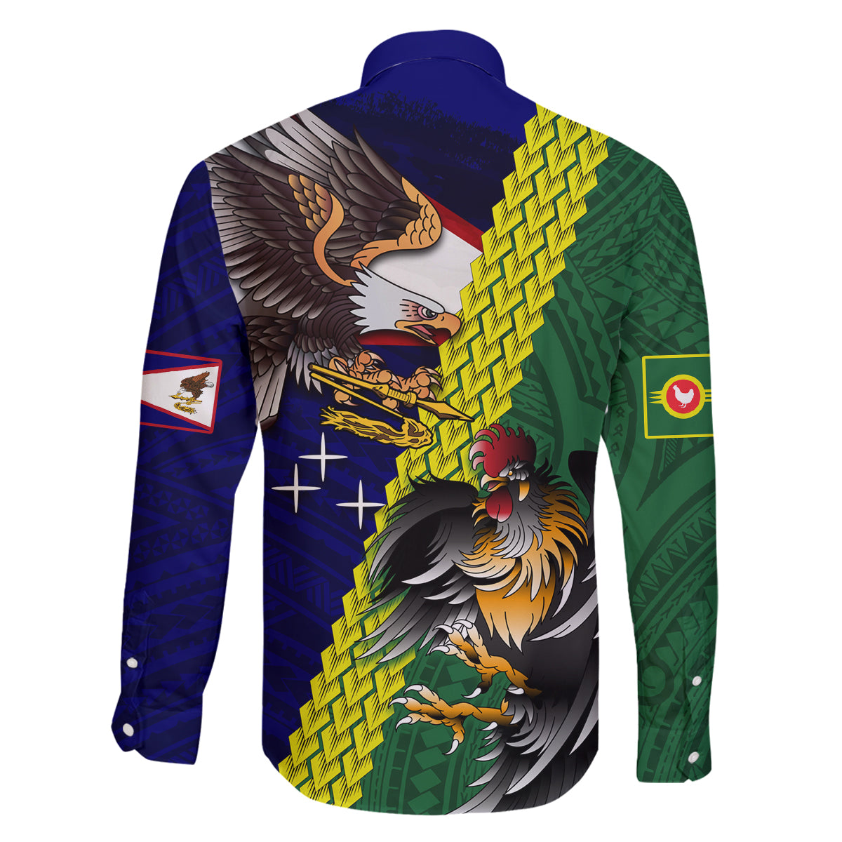 Manu'a Island and American Samoa Family Matching Summer Maxi Dress and Hawaiian Shirt Rooster and Eagle Mascot LT03 - Polynesian Pride