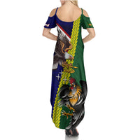 Manu'a Island and American Samoa Family Matching Summer Maxi Dress and Hawaiian Shirt Rooster and Eagle Mascot LT03 - Polynesian Pride