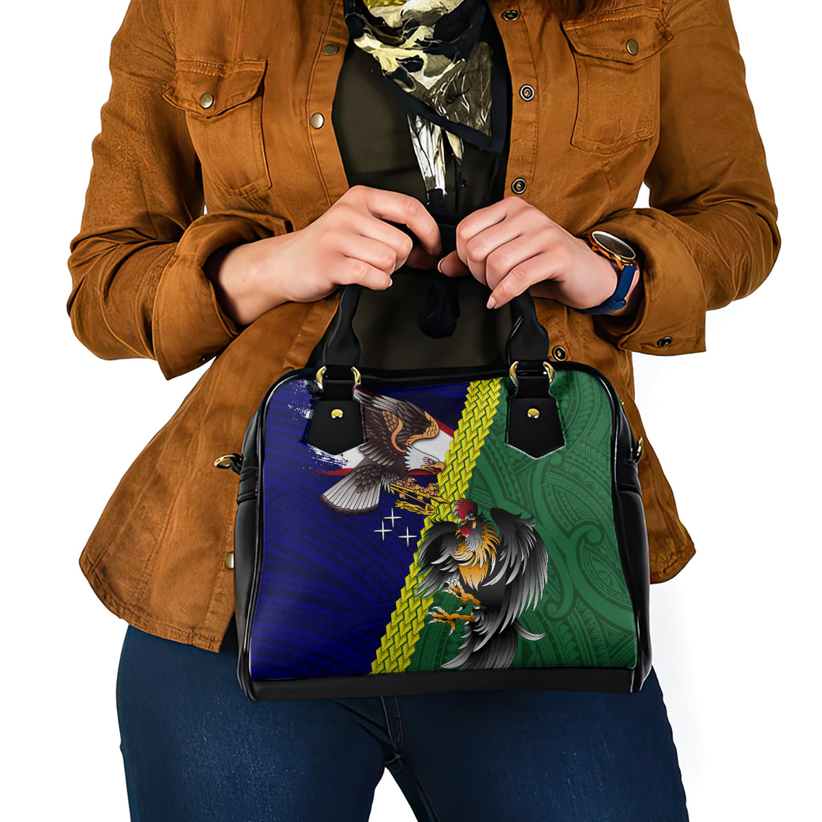 Manu'a Island and American Samoa Shoulder Handbag Rooster and Eagle Mascot