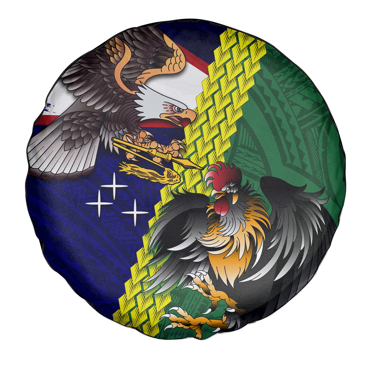 Manu'a Island and American Samoa Spare Tire Cover Rooster and Eagle Mascot LT03 - Polynesian Pride