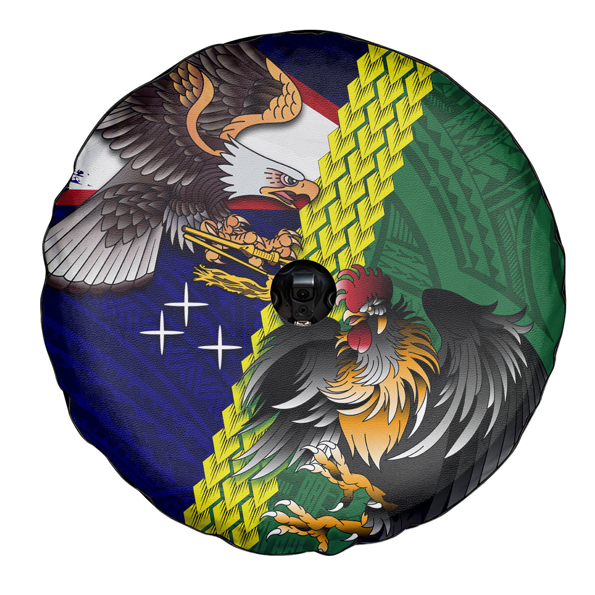 Manu'a Island and American Samoa Spare Tire Cover Rooster and Eagle Mascot LT03 - Polynesian Pride