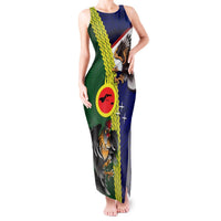 Manu'a Island and American Samoa Tank Maxi Dress Rooster and Eagle Mascot LT03 Women Green - Polynesian Pride