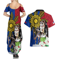 Philippines Lapu-Lapu Couples Matching Summer Maxi Dress and Hawaiian Shirt Filipino Sun Tattoo With Yakan Pattern LT03 - Polynesian Pride