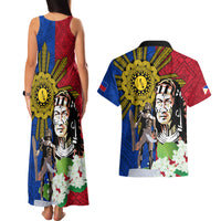 Philippines Lapu-Lapu Couples Matching Tank Maxi Dress and Hawaiian Shirt Filipino Sun Tattoo With Yakan Pattern LT03 - Polynesian Pride