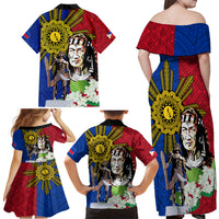 Philippines Lapu-Lapu Family Matching Off Shoulder Maxi Dress and Hawaiian Shirt Filipino Sun Tattoo With Yakan Pattern LT03 - Polynesian Pride