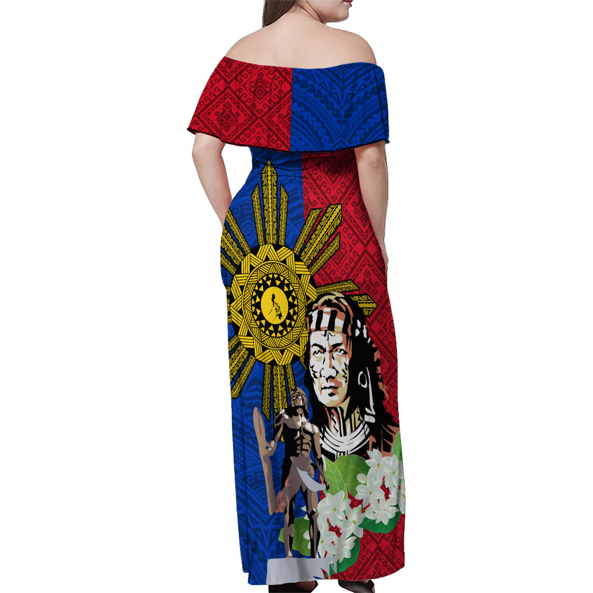 Philippines Lapu-Lapu Family Matching Off Shoulder Maxi Dress and Hawaiian Shirt Filipino Sun Tattoo With Yakan Pattern LT03 - Polynesian Pride