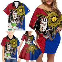 Philippines Lapu-Lapu Family Matching Off Shoulder Short Dress and Hawaiian Shirt Filipino Sun Tattoo With Yakan Pattern LT03 - Polynesian Pride