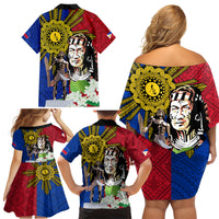 Philippines Lapu-Lapu Family Matching Off Shoulder Short Dress and Hawaiian Shirt Filipino Sun Tattoo With Yakan Pattern LT03 - Polynesian Pride