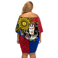 Philippines Lapu-Lapu Family Matching Off Shoulder Short Dress and Hawaiian Shirt Filipino Sun Tattoo With Yakan Pattern LT03 - Polynesian Pride