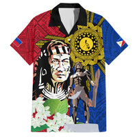 Philippines Lapu-Lapu Family Matching Short Sleeve Bodycon Dress and Hawaiian Shirt Filipino Sun Tattoo With Yakan Pattern LT03 Dad's Shirt - Short Sleeve Red - Polynesian Pride