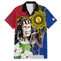 Philippines Lapu-Lapu Family Matching Summer Maxi Dress and Hawaiian Shirt Filipino Sun Tattoo With Yakan Pattern LT03 Dad's Shirt - Short Sleeve Red - Polynesian Pride