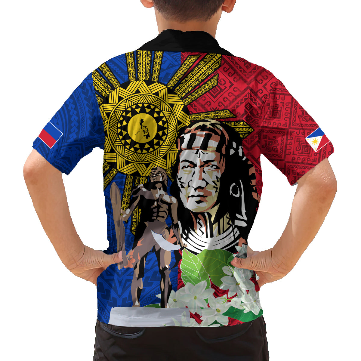 Philippines Lapu-Lapu Family Matching Tank Maxi Dress and Hawaiian Shirt Filipino Sun Tattoo With Yakan Pattern LT03 - Polynesian Pride