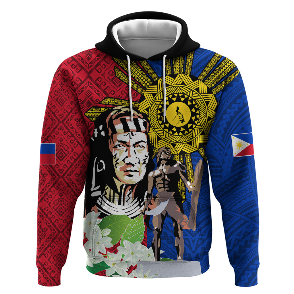 Philippines Lapu-Lapu Hoodie Filipino Sun Tattoo With Yakan Pattern LT03 Pullover Hoodie Red - Polynesian Pride