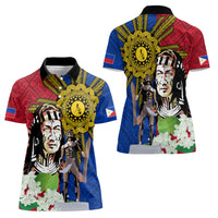 Philippines Lapu-Lapu Women Polo Shirt Filipino Sun Tattoo With Yakan Pattern
