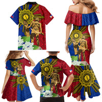 Philippines Lapu Lapu King Jasmine Flowers Family Matching Mermaid Dress and Hawaiian Shirt Filipino Sun Tattoo LT03 - Polynesian Pride