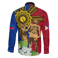 Philippines Lapu Lapu King Jasmine Flowers Family Matching Off Shoulder Short Dress and Hawaiian Shirt Filipino Sun Tattoo LT03 - Polynesian Pride