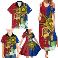 Philippines Lapu Lapu King Jasmine Flowers Family Matching Summer Maxi Dress and Hawaiian Shirt Filipino Sun Tattoo LT03 - Polynesian Pride