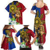 Philippines Lapu Lapu King Jasmine Flowers Family Matching Summer Maxi Dress and Hawaiian Shirt Filipino Sun Tattoo LT03 - Polynesian Pride