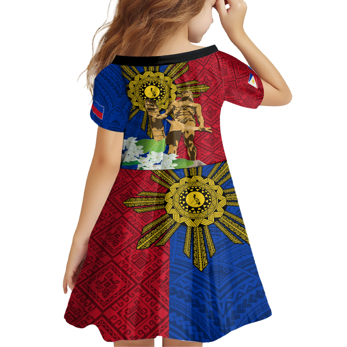 Philippines Lapu Lapu King Jasmine Flowers Family Matching Tank Maxi Dress and Hawaiian Shirt Filipino Sun Tattoo LT03 - Polynesian Pride