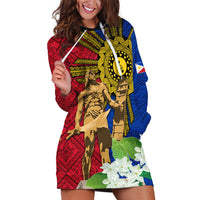 Philippines Lapu Lapu King Jasmine Flowers Hoodie Dress Filipino Sun Tattoo LT03 Red - Polynesian Pride
