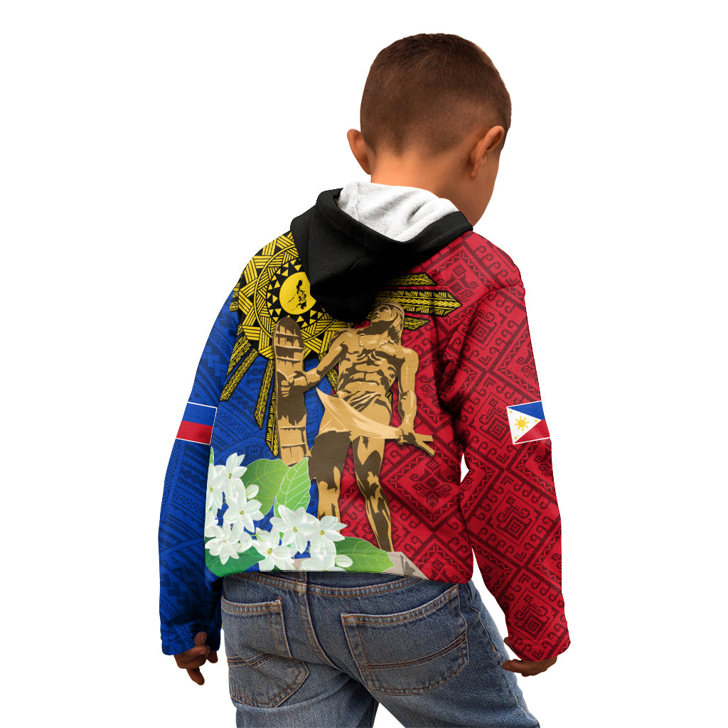 Philippines Lapu Lapu King Jasmine Flowers Kid Hoodie Filipino Sun Tattoo