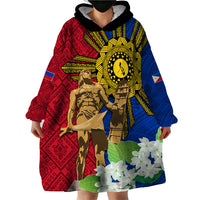 Philippines Lapu Lapu King Jasmine Flowers Wearable Blanket Hoodie Filipino Sun Tattoo LT03 - Polynesian Pride