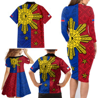 Philippines Sun Batok Tattoo Family Matching Long Sleeve Bodycon Dress and Hawaiian Shirt Polynesian and Yakan Pattern LT03 - Polynesian Pride