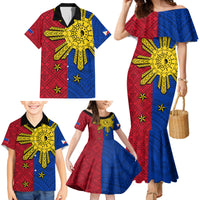Philippines Sun Batok Tattoo Family Matching Mermaid Dress and Hawaiian Shirt Polynesian and Yakan Pattern LT03 - Polynesian Pride