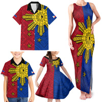 Philippines Sun Batok Tattoo Family Matching Tank Maxi Dress and Hawaiian Shirt Polynesian and Yakan Pattern LT03 - Polynesian Pride