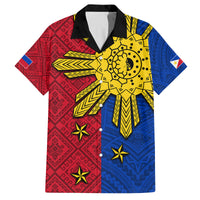 Philippines Sun Batok Tattoo Family Matching Tank Maxi Dress and Hawaiian Shirt Polynesian and Yakan Pattern LT03 Dad's Shirt - Short Sleeve Red - Polynesian Pride