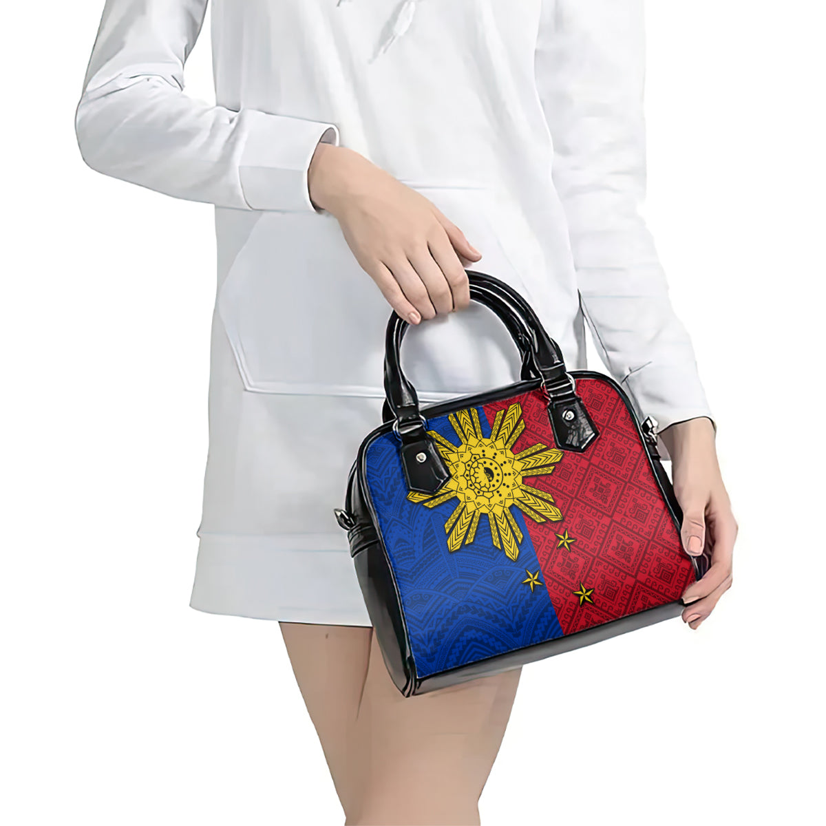Philippines Sun Batok Tattoo Shoulder Handbag Polynesian and Yakan Pattern