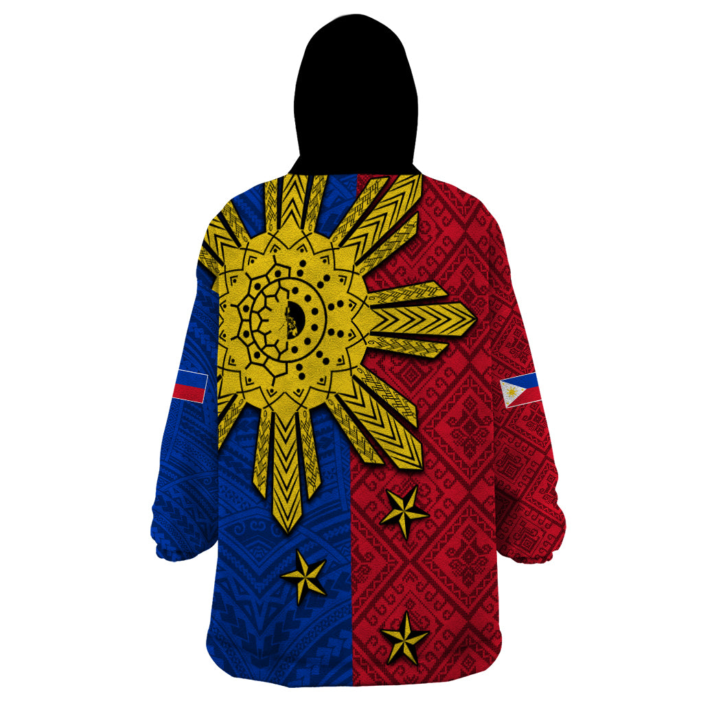 Philippines Sun Batok Tattoo Wearable Blanket Hoodie Polynesian and Yakan Pattern