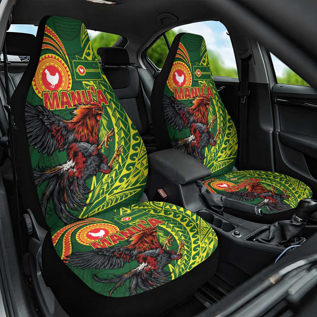 Proud of Manu'a Islands Car Seat Cover Rooster and Polynesian Art Wing Style LT03 One Size Green - Polynesian Pride