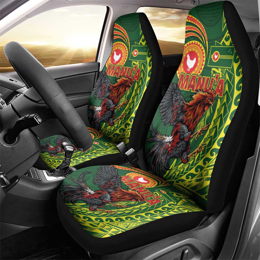 Proud of Manu'a Islands Car Seat Cover Rooster and Polynesian Art Wing Style LT03 - Polynesian Pride