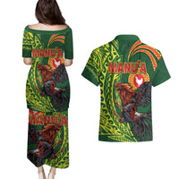 Proud of Manu'a Islands Couples Matching Puletasi and Hawaiian Shirt Rooster and Polynesian Art Wing Style LT03 - Polynesian Pride